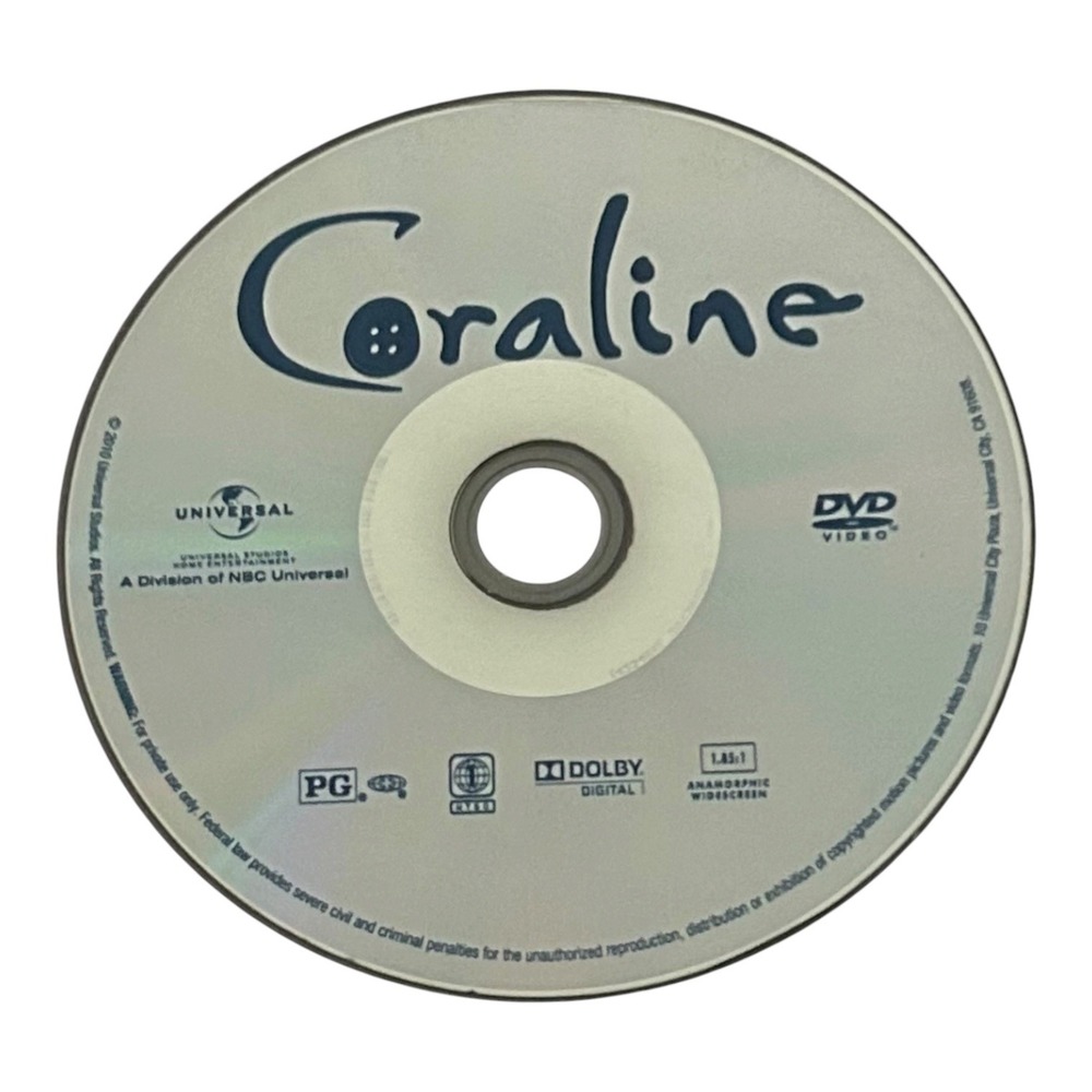 Coraline DVD Disc Only Neil Gaiman Animated Fantasy Movie Tested Works - Picture 2 of 3
